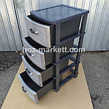 Тумбочка-комод пластиковий сірий на 4 ящики виробництво Україна, фото 6