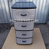 Тумбочка-комод пластиковий сірий на 4 ящики виробництво Україна, фото 9