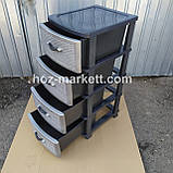 Тумбочка-комод пластиковий сірий на 4 ящики виробництво Україна, фото 5