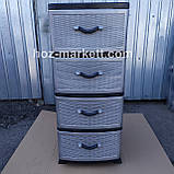 Тумбочка-комод пластиковий сірий на 4 ящики виробництво Україна, фото 8