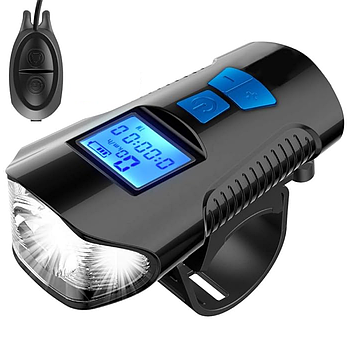 Велофара на велосипед з виносною сигнальною кнопкою, XA-585-T6+2LED, від USB / Водостійка фара на велосипед