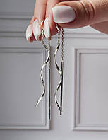 Срібні сережки протяжки жіночі "Спіралька" Модні сережки протягання / підвіски срібло 925 проби