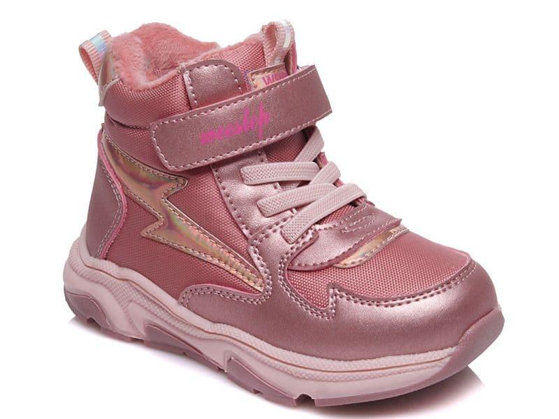 Дитячі демісезонні черевики для дівчинки 24 розмір Weestep рожеві на липучці шнурівка