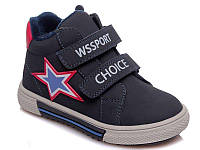Детские демисезонные ботинки 23 размер Weestep темно-синие на липучке