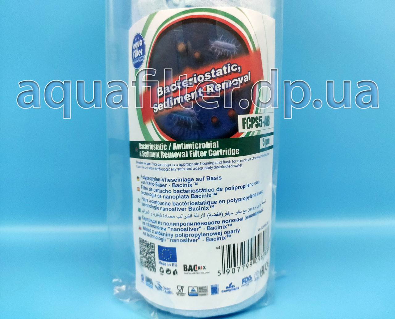 Картридж полипропиленовый Aquafilter FCPS5-AB 10" антибактериальный - фото 2 - id-p2126574085