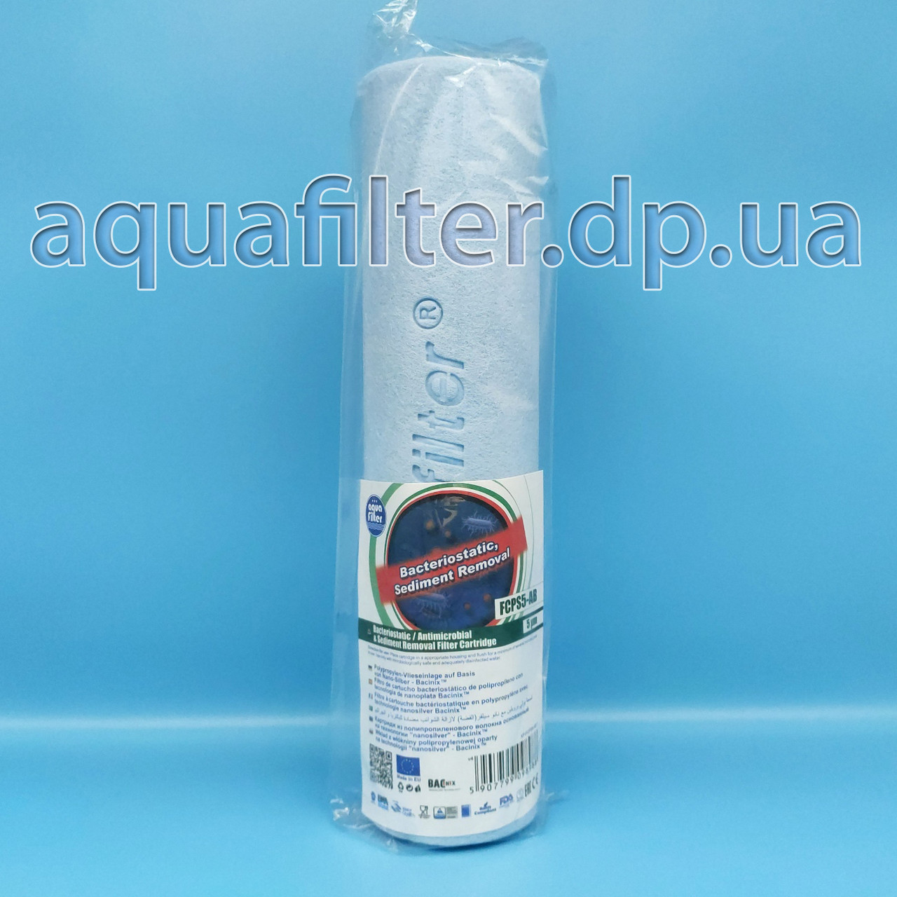 Картридж полипропиленовый Aquafilter FCPS5-AB 10" антибактериальный - фото 1 - id-p2126574085
