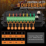Дистанційний блок керування підключеннями на 8 каналів 12 24V 80А. Панель перемикачів 8 кнопок керування освітленням, фото 5