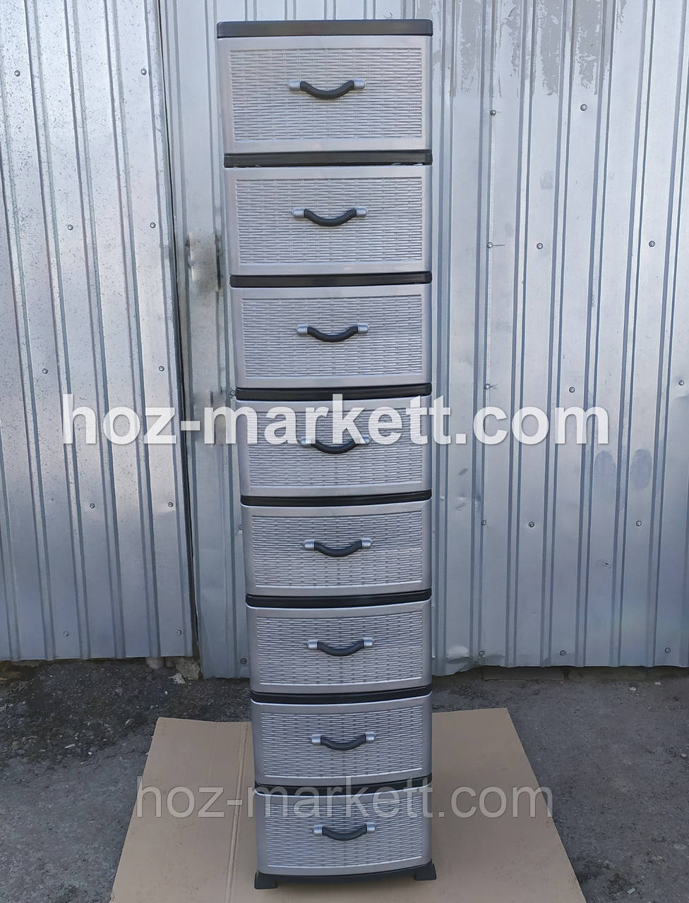 Комод пластиковий на 8 ящиків сірий, фото 1