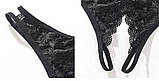 Мереживні трусики з відкритим доступом Чорні XS-M, жіночі трусики для інтиму, фото 3