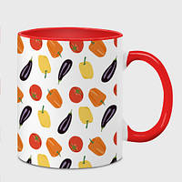 Кружка з принтом «Овочі перець томат баклажан» (колір чашки на вибір)