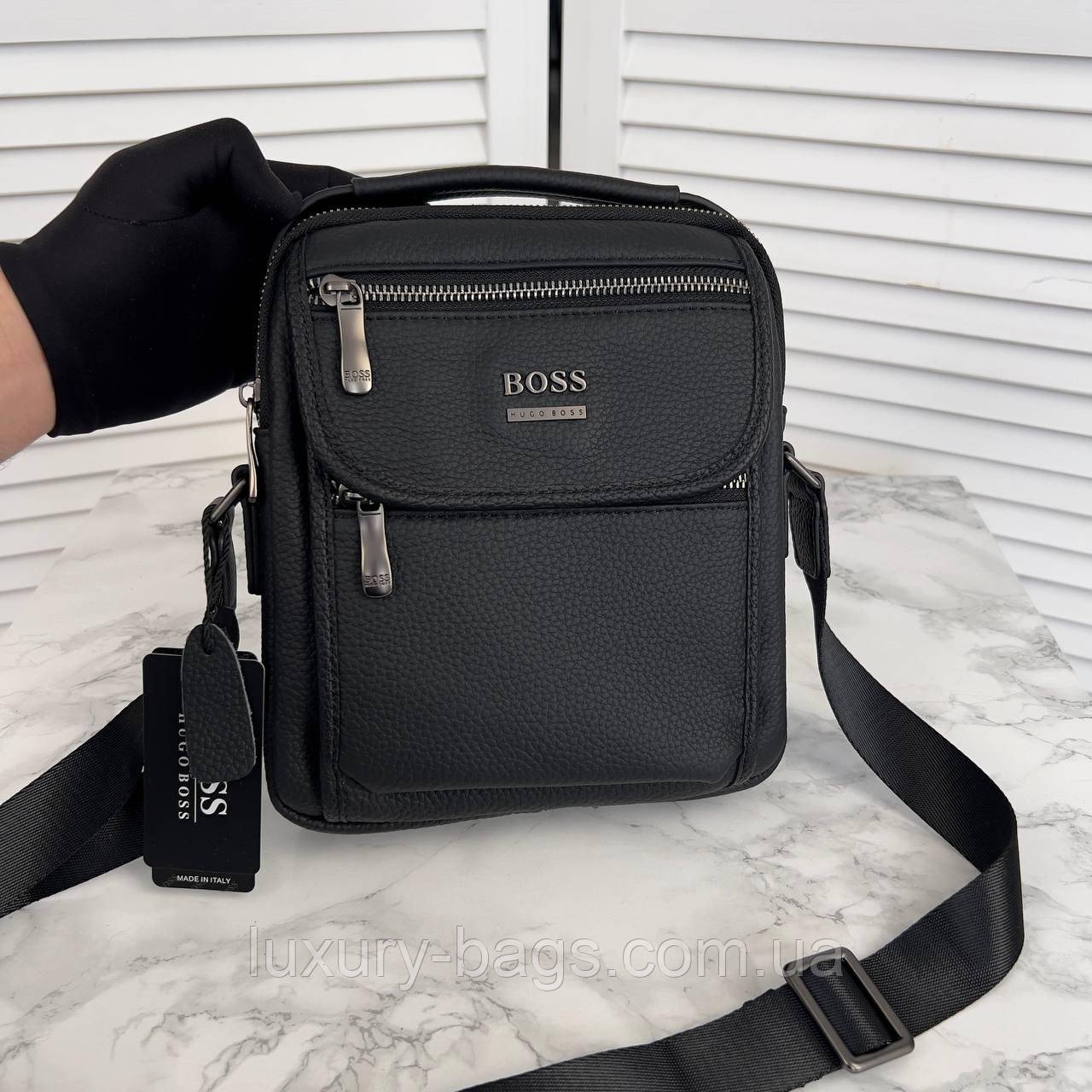 Чоловіча шкіряна сумка-барсетка Hugo Boss