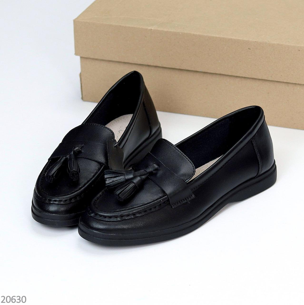 Женские лоферы туфли кожаные удобные стильные черные натуральная кожа - фото 8 - id-p2126599802