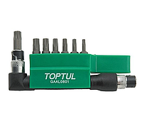 Набор бит 1/4" TORX T10H-T40H + Гобрперех 8ед, Toptul, GAAL0801