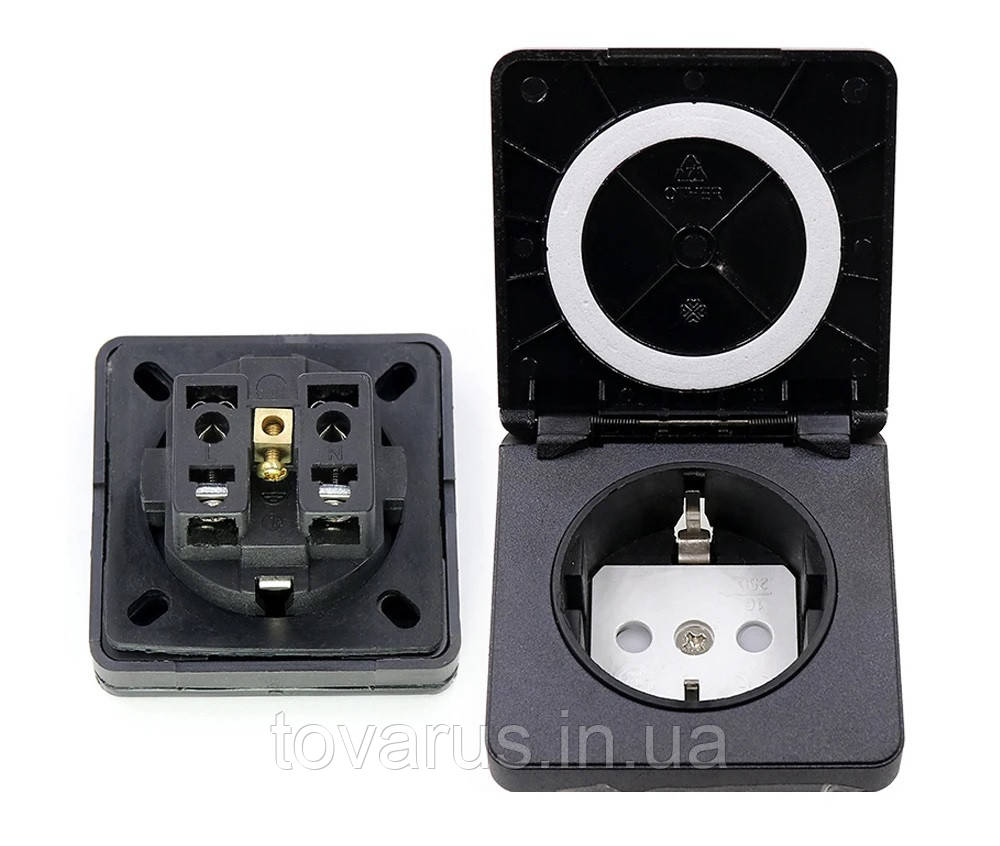 Розетка 220в панельна врізна Schuko 16А IP54