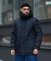 Чоловіча куртка Синя L, зимова куртка з капюшоном, теплий пуховик на зиму SNAP
