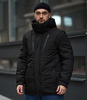 Чоловіча куртка Чорна M, зимова куртка з капюшоном, теплий пуховик на зиму SNAP