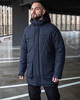 Мужская парка Синяя XL, зимняя куртка с капюшоном, теплый пуховик на зиму, мужская куртка TRICON