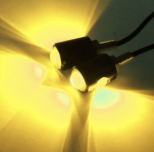 Жовті врізні світлодіоди (Орлине око 16мм), корпус чорний - LED DRL ДХО підсвічування салону