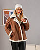 Куртка замшева коричнева на хутрі, жіноча зимова куртка-дублянка із еко-замші 52/54, фото 2