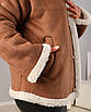 Куртка замшева коричнева на хутрі, жіноча зимова куртка-дублянка із еко-замші 52/54, фото 4