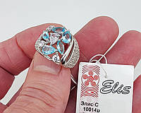 Кольцо серебряное с голубыми (под топазы) и белыми фианитами 925 пробы арт. 04747