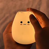 Тор! Детский силиконовый светильник Little Cat Silicone Light LJC-124 Кот беспроводной мини ночник