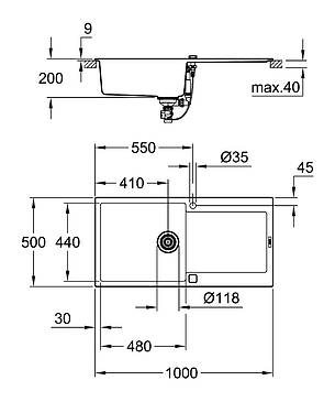 Композитна мийка для кухні Grohe K500 (31645AT0), фото 3