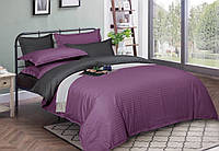 Комплект постельного белья Наша Швейка Сатин страйп Фиолетовый однотонный и черный графит Евро 200х220 см