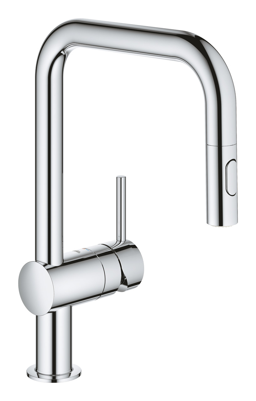 Змішувач для кухні Grohe Minta з висувним виливом, хромований, одноважільний (32322002)