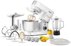 Sencor Кухонна машина 1000Вт, чаша-метал, корпус-пластик, насадок-15, білий