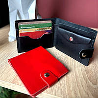 Чорний гаманець з натуральної шкіри невеликого розміру