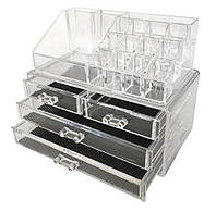 Акриловий органайзер для косметики настільний Cosmetic Organizer Makeup Container Storage Box 4 Drawer! Salee