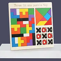 Деревянный Tetris пазл тетрис танграм для детей дерево игра для детей Червоний