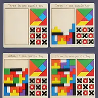 Деревянный Tetris пазл тетрис танграм для детей дерево игра для детей Зелений