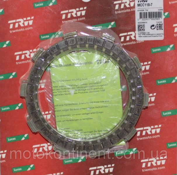 TRW MCC115-7 фрикційні диски HONDA CB 500,CBR 400/650,VT 600, XL 600 ,SUZUKI DR-Z 250 ,TRIUMPH DAYTONA  650