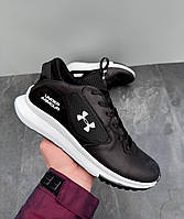 Мужские кожаные кроссовки черные Under Armour повседневные кросы из натуральной кожи