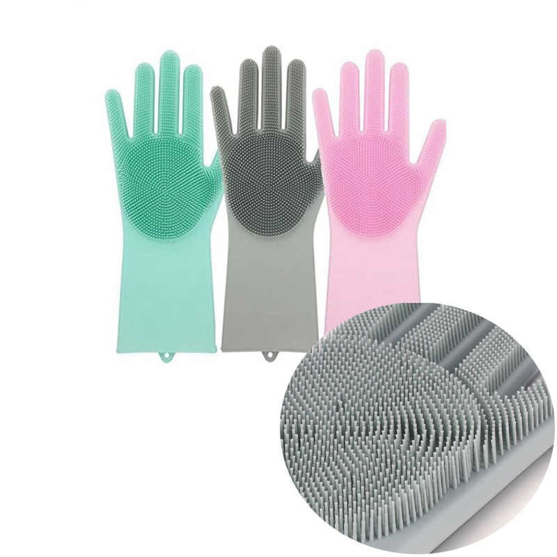 Силіконові рукавички для прибирання і миття посуду Silicone Magic Gloves! Salee