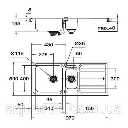 Кухонна мийка K500 Grohe EX-2 Sink (31572SD0), фото 3