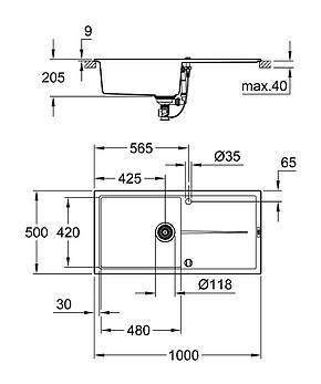 Композитна мийка для кухні Grohe K400 (31641AP0), фото 3