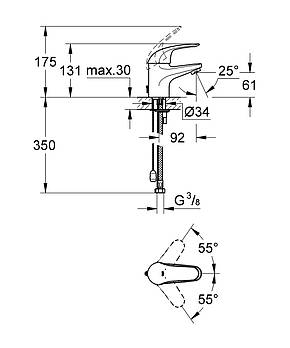 Змішувач для раковини S-розміру Grohe Euroeco New (32881000), фото 3