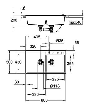Композитна мийка для кухні Grohe K500 (31649AP0), фото 3
