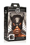 Маска Master Series Dungeon Demon Bondage Mask with Horns - Black, фото 9