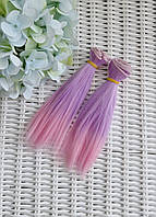 Волосся для ляльок 15 см 1 м фіолетове з рожевим омбре
