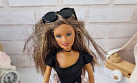 Окуляри для ляльок барбі обвитсу11 розмір 4,5 см пластикова оправа чорний колір