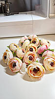 Головки цветов ранункулюса 3см цвет ванильный с розовым