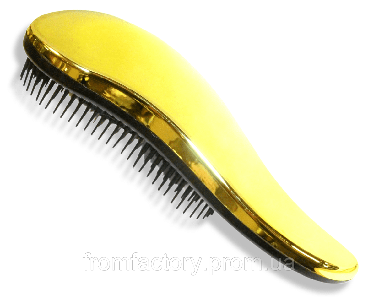 Гребінець/масажка для волосся велика з м'якими зубчиками блискуча 19см:Золотистий