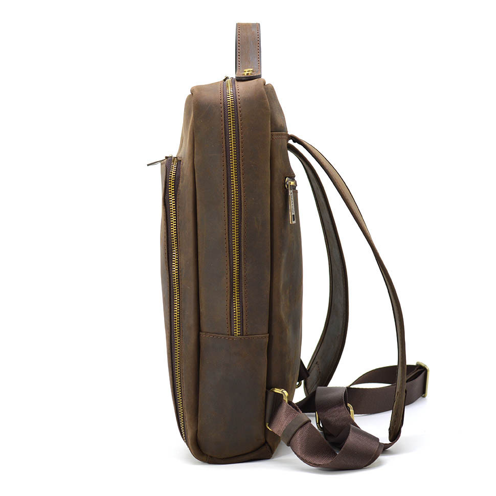 Кожаный рюкзак для ноутбука 14" RC-1239-4lx TARWA коричневая crazy horse высокое качество - фото 3 - id-p2126857144