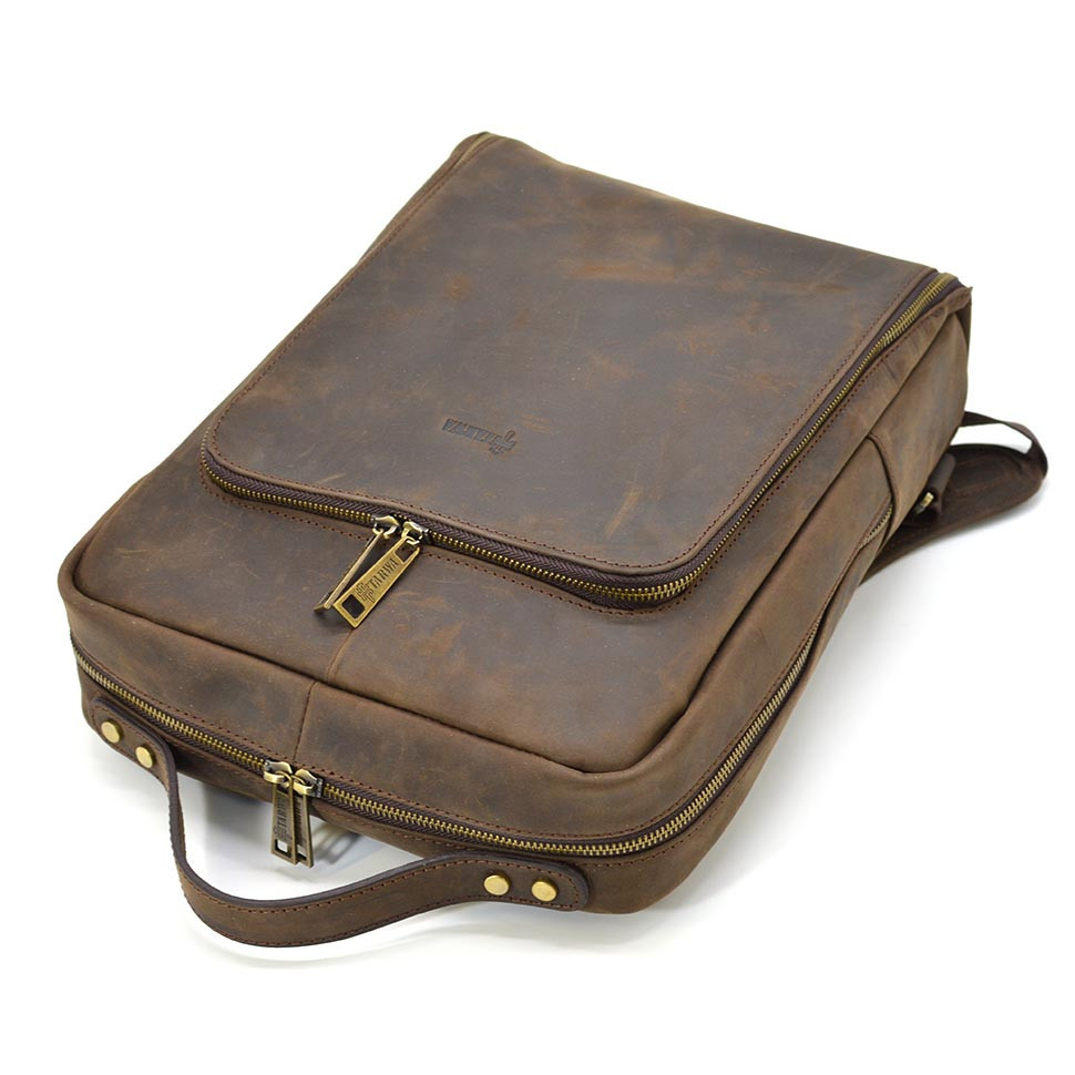 Кожаный рюкзак для ноутбука 14" RC-1239-4lx TARWA коричневая crazy horse высокое качество - фото 5 - id-p2126857144
