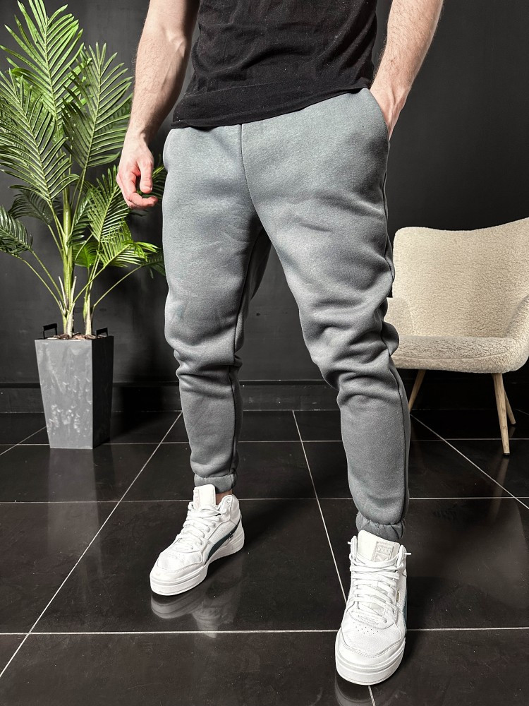 Серые мужские спортивные утепленные штаны.12-189 высокое качество - фото 1 - id-p2126861913