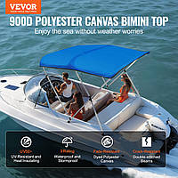 VEVOR 3-bow bimini top boat cover, 1550-1670 mm installation width 900D polyester canopy with aluminium alloy